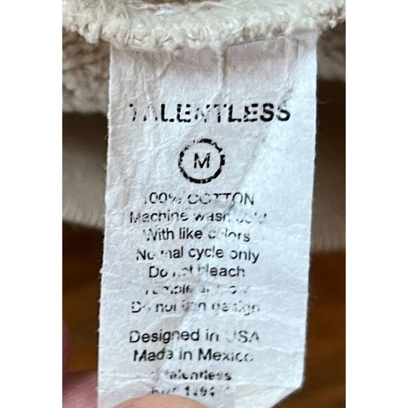 TALENTLESS Cream 100% Cotton Pullover Sweatshirt Hoodie Top  Mens Size Medium - Picture 5 of 10